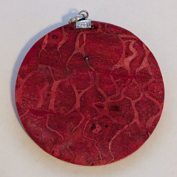 CREATURE COUTURE 925 Sterling Silver Butterfly Pendant with Enhanced Coral - Picture 3 of 4